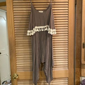 Linen Dress with Tassels